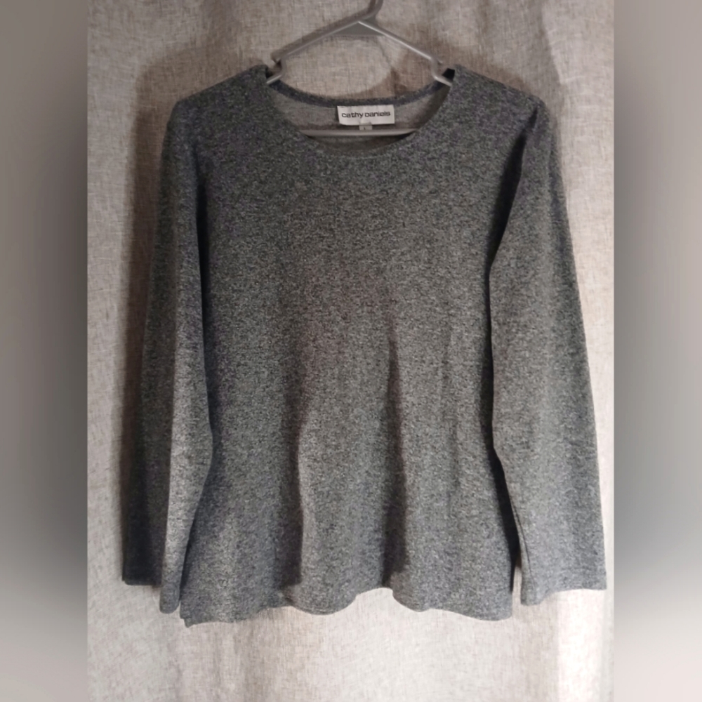 CATHY DANIELS WOMEN'S LARGE LONG SLEEVE GRAY TOP